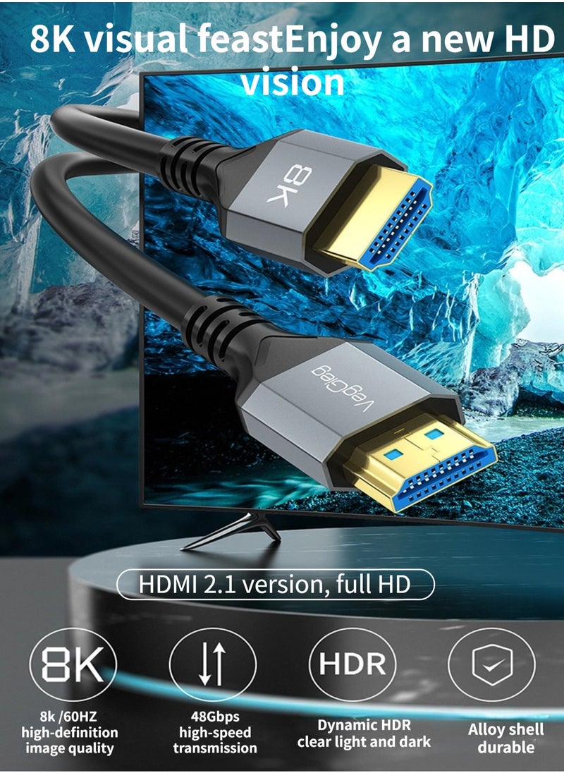 8K HDMI CableCompatible 2.1 4K@120Hz 8K@60Hz 48Gbps High Speed for Video Cable PC Laptop Projector TV Computer Set-top Box  PS5 Connection Cable 3M