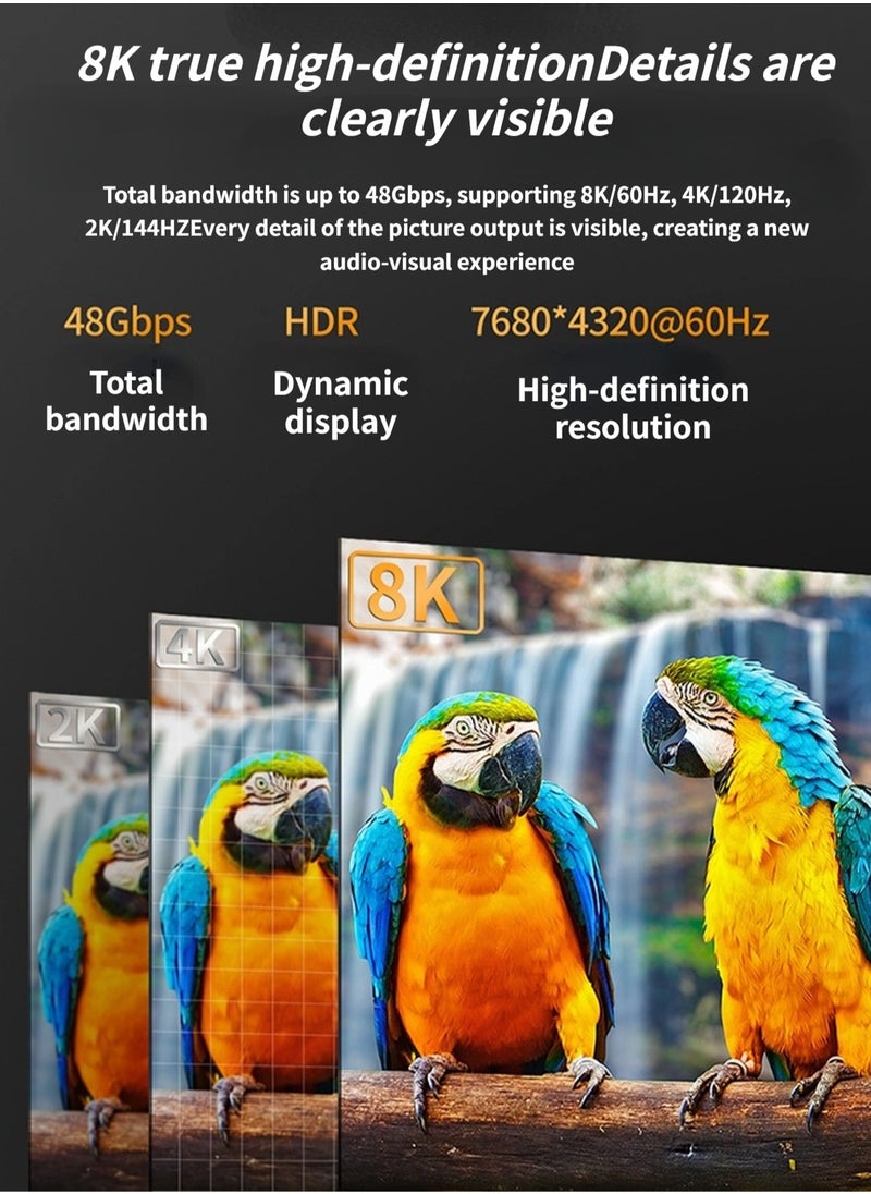 8K HDMI CableCompatible 2.1 4K@120Hz 8K@60Hz 48Gbps High Speed for Video Cable PC Laptop Projector TV Computer Set-top Box  PS5 Connection Cable 3M