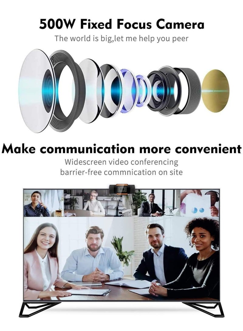 كاميرا ويب HD 1080P مع ميكروفون USB 2-3 كمبيوتر للبث المباشر زاوية واسعة 110 درجة 30 اطار في الثانية للابتوب والكمبيوتر المكتبي والمؤتمرات ومحادثات الفيديو أسود - Image 3