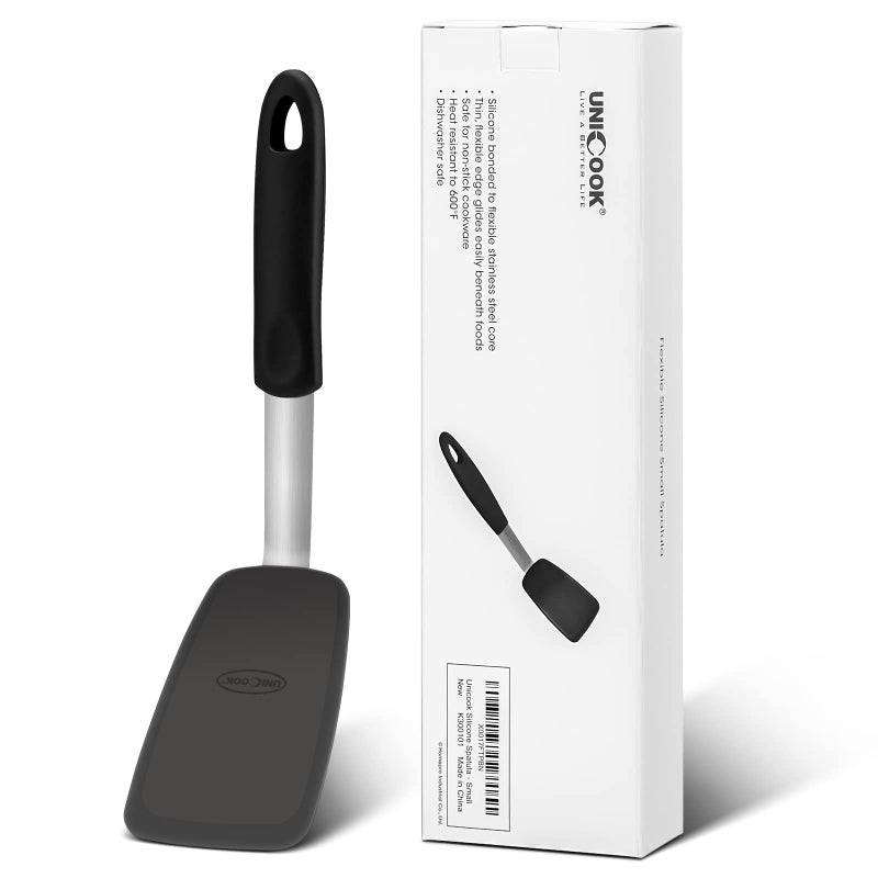 Unicook Flexible Silicone Spatula Turner 600F Heat Resistant Ideal for Flipping Eggs Burgers Crepes and More Small