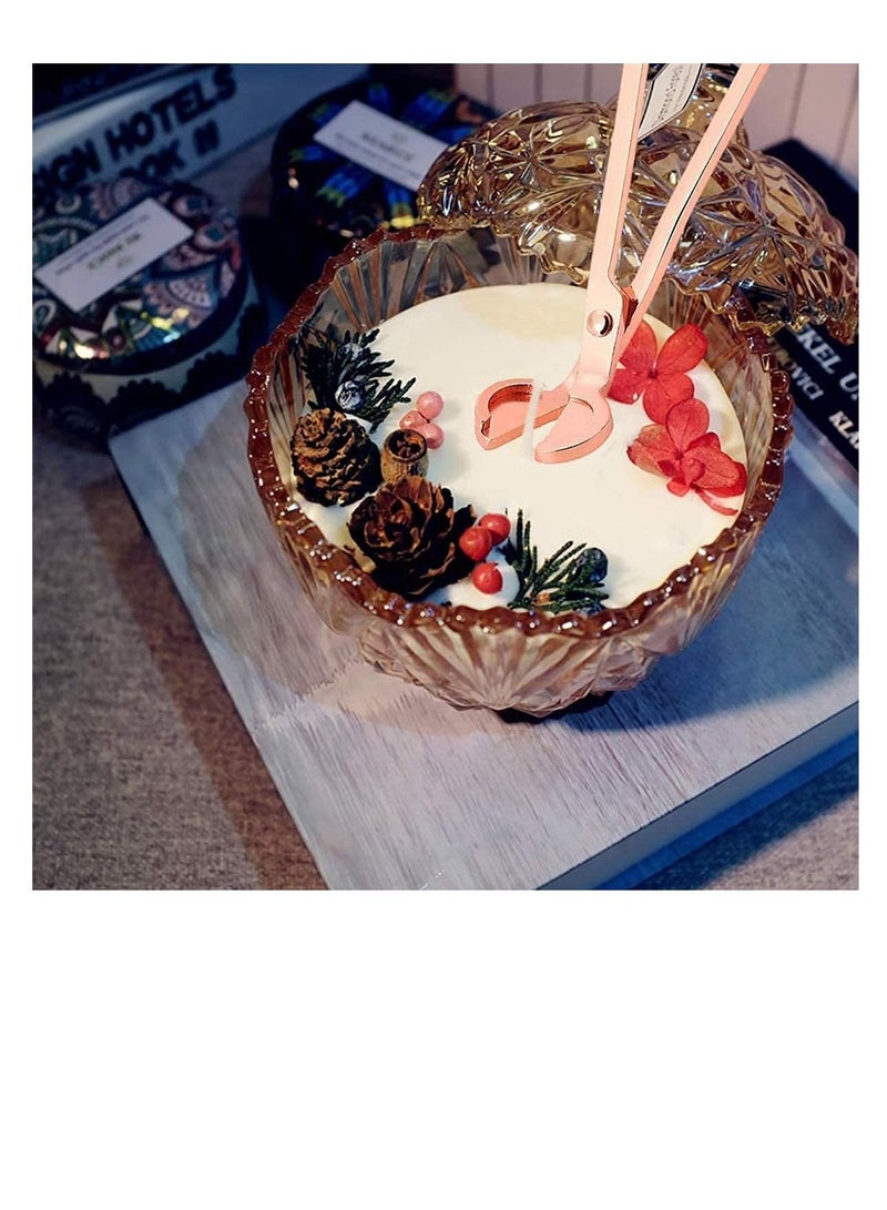 Excefore مقص فتيل الشمعة، مقص فتيل الشمعة من الفولاذ المقاوم للصدأ، قاطع الفتيل المصقول من الفولاذ المقاوم للصدأ، 7 إنش، ملحقات مصابيح الزيت، مقص، 2 قطع (ذهب وردي) - Image 3