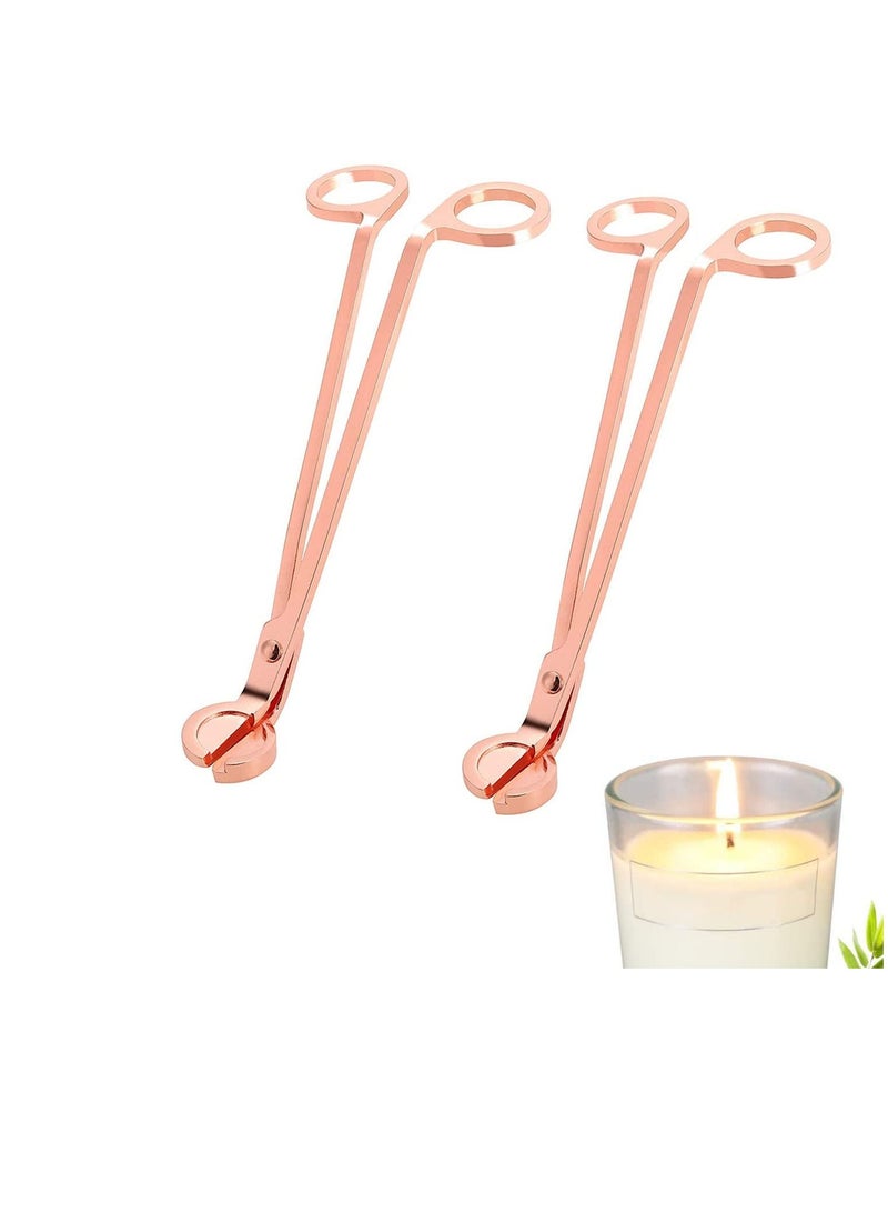 Excefore مقص فتيل الشمعة، مقص فتيل الشمعة من الفولاذ المقاوم للصدأ، قاطع الفتيل المصقول من الفولاذ المقاوم للصدأ، 7 إنش، ملحقات مصابيح الزيت، مقص، 2 قطع (ذهب وردي) - Image 1