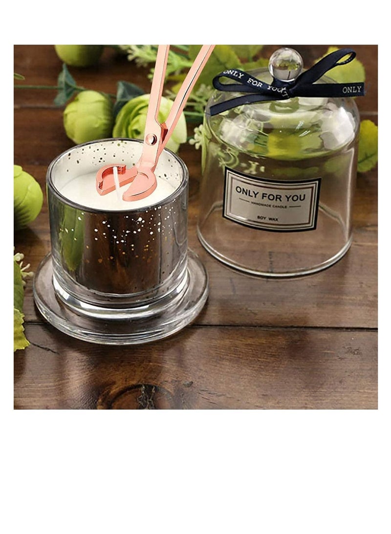 Excefore مقص فتيل الشمعة، مقص فتيل الشمعة من الفولاذ المقاوم للصدأ، قاطع الفتيل المصقول من الفولاذ المقاوم للصدأ، 7 إنش، ملحقات مصابيح الزيت، مقص، 2 قطع (ذهب وردي) - Image 2