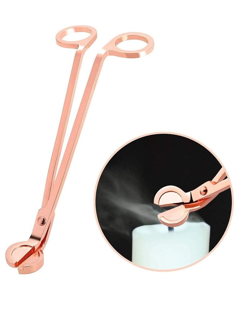 Excefore مقص فتيل الشمعة، مقص فتيل الشمعة من الفولاذ المقاوم للصدأ، قاطع الفتيل المصقول من الفولاذ المقاوم للصدأ، 7 إنش، ملحقات مصابيح الزيت، مقص، 2 قطع (ذهب وردي) - Image 4