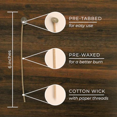 Direct Candle Supply Candle Wicks for Candle Making | 6 inch Stabilo CD 8 Wicks | 100pcs of Cotton Wicks for Candles and Candle Making Supplies, White - Image 2