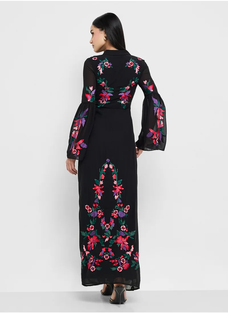 Frock and Frill Embellished Short Sleeve Maxi Dress