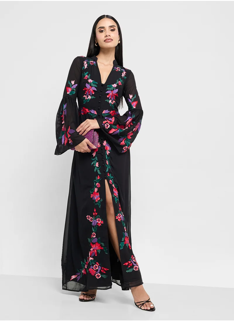 Frock and Frill Embellished Short Sleeve Maxi Dress