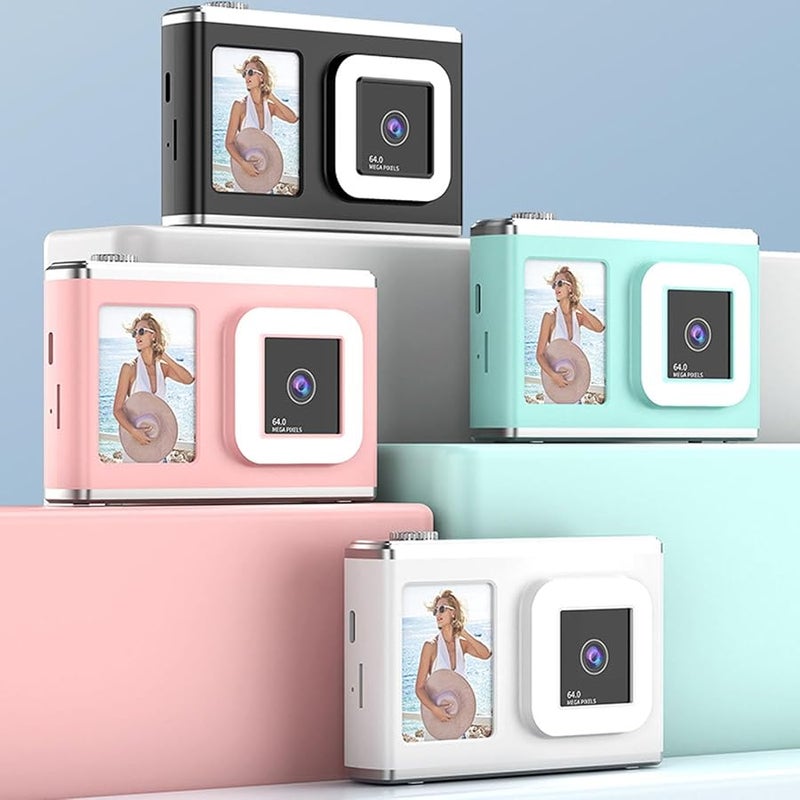 White Digital Camera 48MP Front Rear AI Autofocus 2.4in IPS Screen Fill Light Long Battery Travel Selfies - Image 4