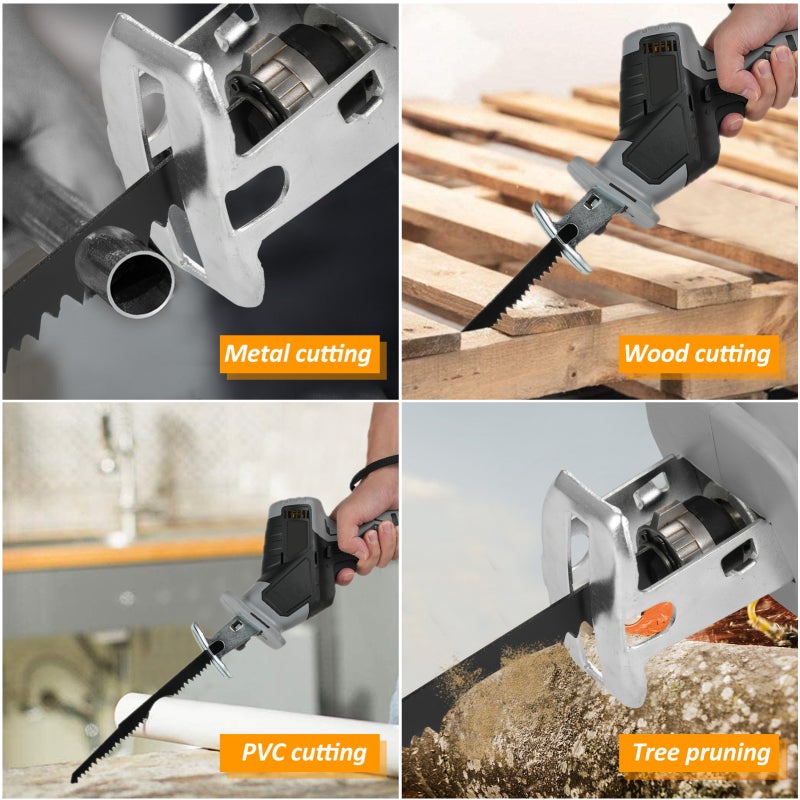 Cordless Reciprocating Saw: 21V 4.0Ah Battery, 3000SPM No-load Speed, Tool-free Blade Change - 8 Saw Blades Included, Lightweight One-hand Design, Safety Double Switch for Cutting Wood, Tree Branches, - Image 3