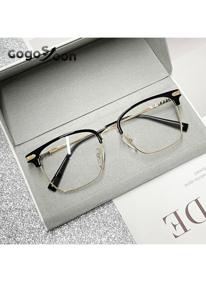 Gogosoon Men's Half-frame Blue Light Blocking Prescription Gl With Clear Lenses High-end Stylish Intellectual Cool Handsome Eyewear - Image 1