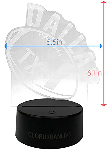 CLORURBANLIVE 3D Football Dallas Night Light 3D Illusion Lamp with Remote Control 16 Color Options Sports Decor Lighting for Fans (Dallas Multicoloured) - Image 3
