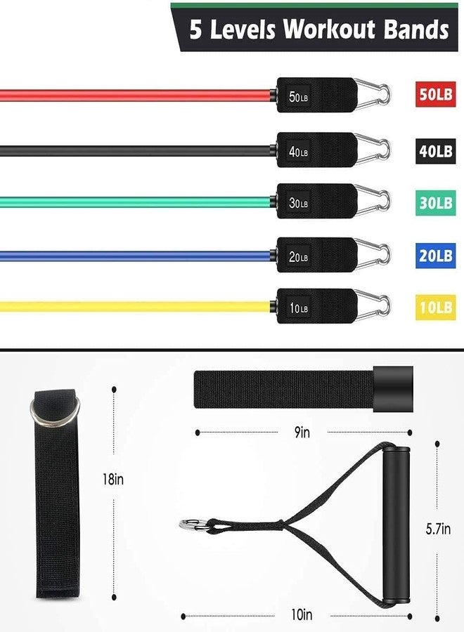 RIVUGJA Resistance Bands Set with Stackable Exercise Bands,150lbs Non-Slip Foam Hanldes,Carry Bag, Door Anchor Attachment, Legs Ankle Straps and Workout Guide - Image 5