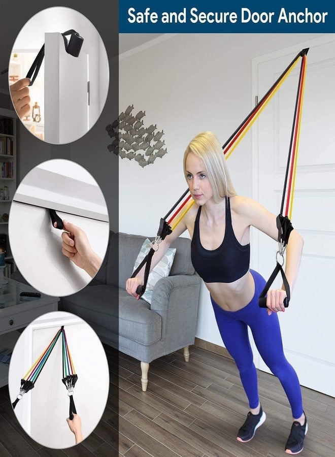 RIVUGJA Resistance Bands Set with Stackable Exercise Bands,150lbs Non-Slip Foam Hanldes,Carry Bag, Door Anchor Attachment, Legs Ankle Straps and Workout Guide - Image 2