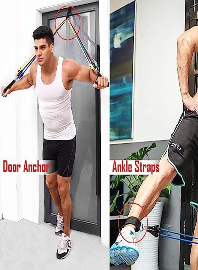 RIVUGJA Resistance Bands Set with Stackable Exercise Bands,150lbs Non-Slip Foam Hanldes,Carry Bag, Door Anchor Attachment, Legs Ankle Straps and Workout Guide - Image 4