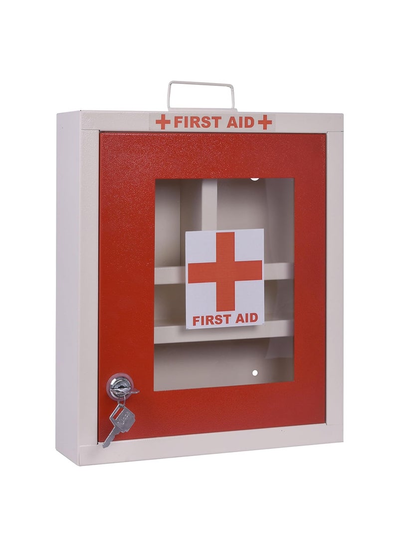plantex Plantex First Aid Kit Box with Multi CompartmentEmergency Medical Box for Home School OfficeMedicine Box with Lock Keys Red Ivory GI Steel  - Image 1