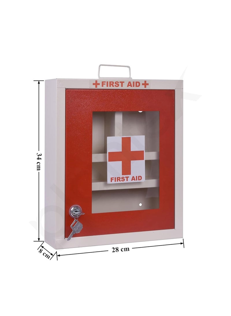 plantex Plantex First Aid Kit Box with Multi CompartmentEmergency Medical Box for Home School OfficeMedicine Box with Lock Keys Red Ivory GI Steel  - Image 3