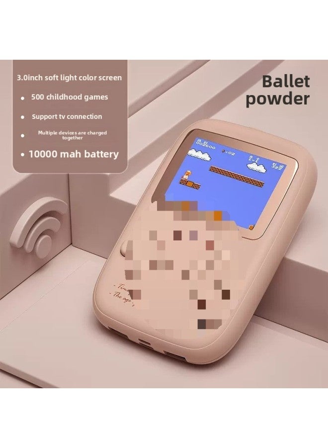 Game Machine Charging Treasure Handheld TV Retro Boyfriend Best Friend Girl Japanese Powder National Day Classical Style-Model:I Wish You A Happy Day (gift Bag) + Pink - Single Game Console + Free Kitty Cat Sticker [built-in 10,000+ Games] - Image 2