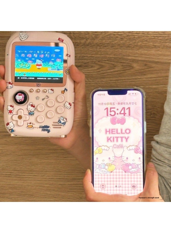 Game Machine Charging Treasure Handheld TV Retro Boyfriend Best Friend Girl Japanese Powder National Day Classical Style-Model:I Wish You A Happy Day (gift Bag) + Pink - Single Game Console + Free Kitty Cat Sticker [built-in 10,000+ Games] - Image 3