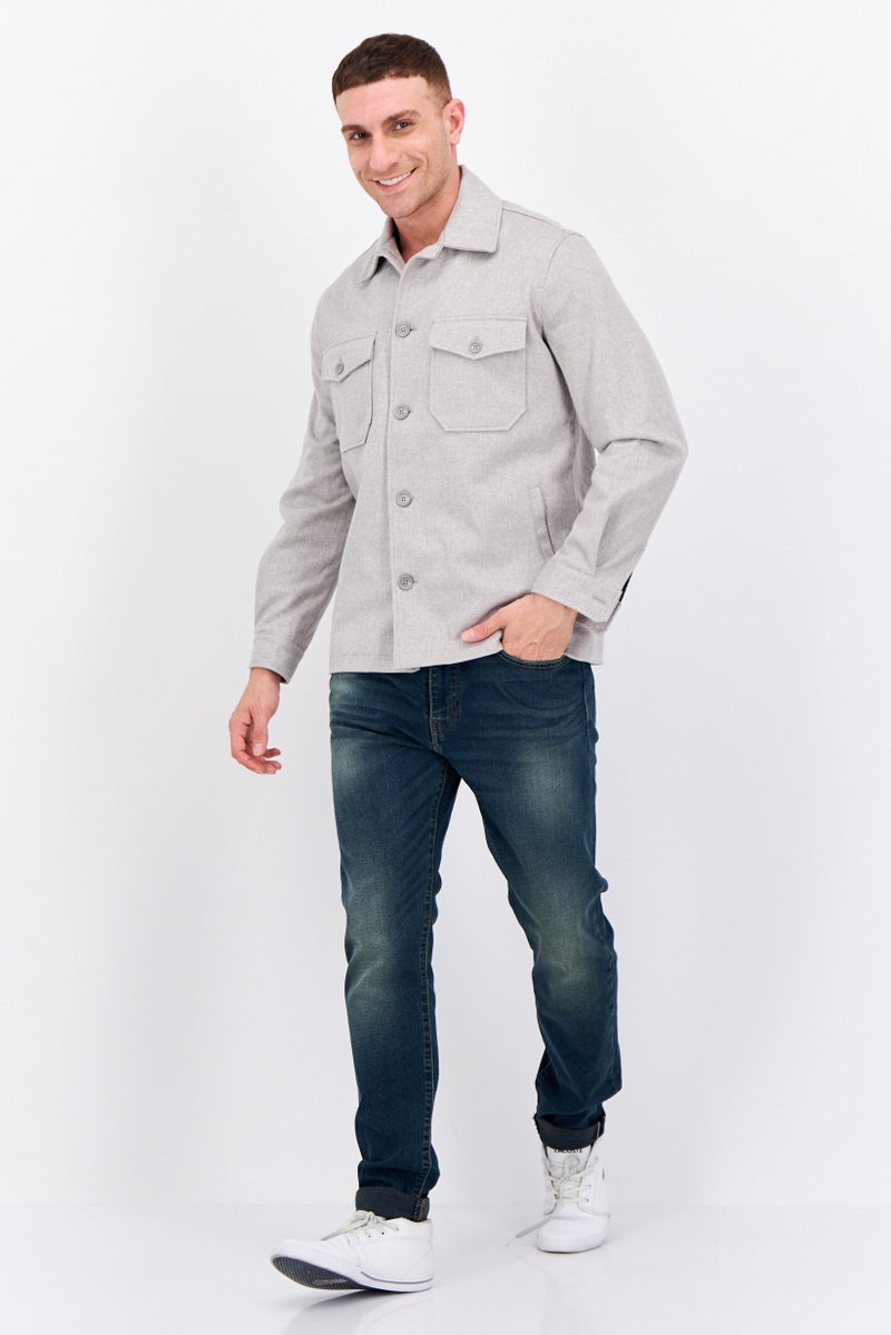 Sorbino Men Textured Jacket Shirt, Grey  - Image 4