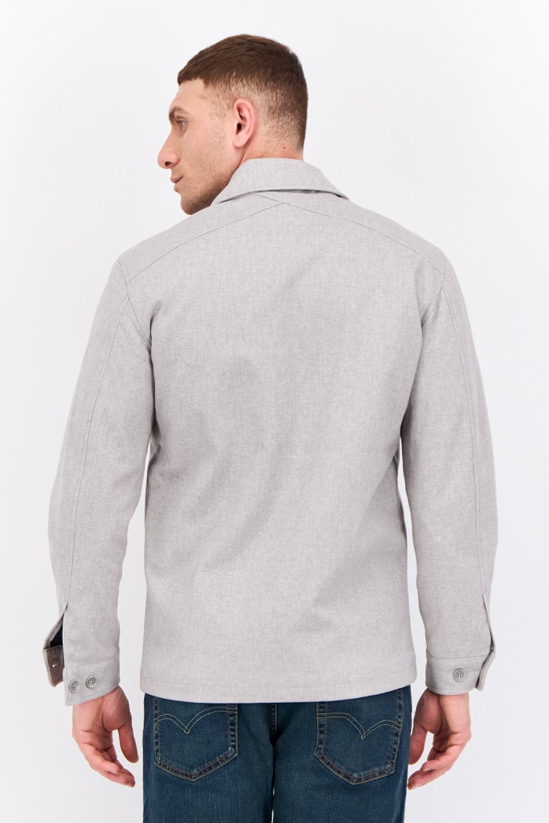 Sorbino Men Textured Jacket Shirt, Grey  - Image 3