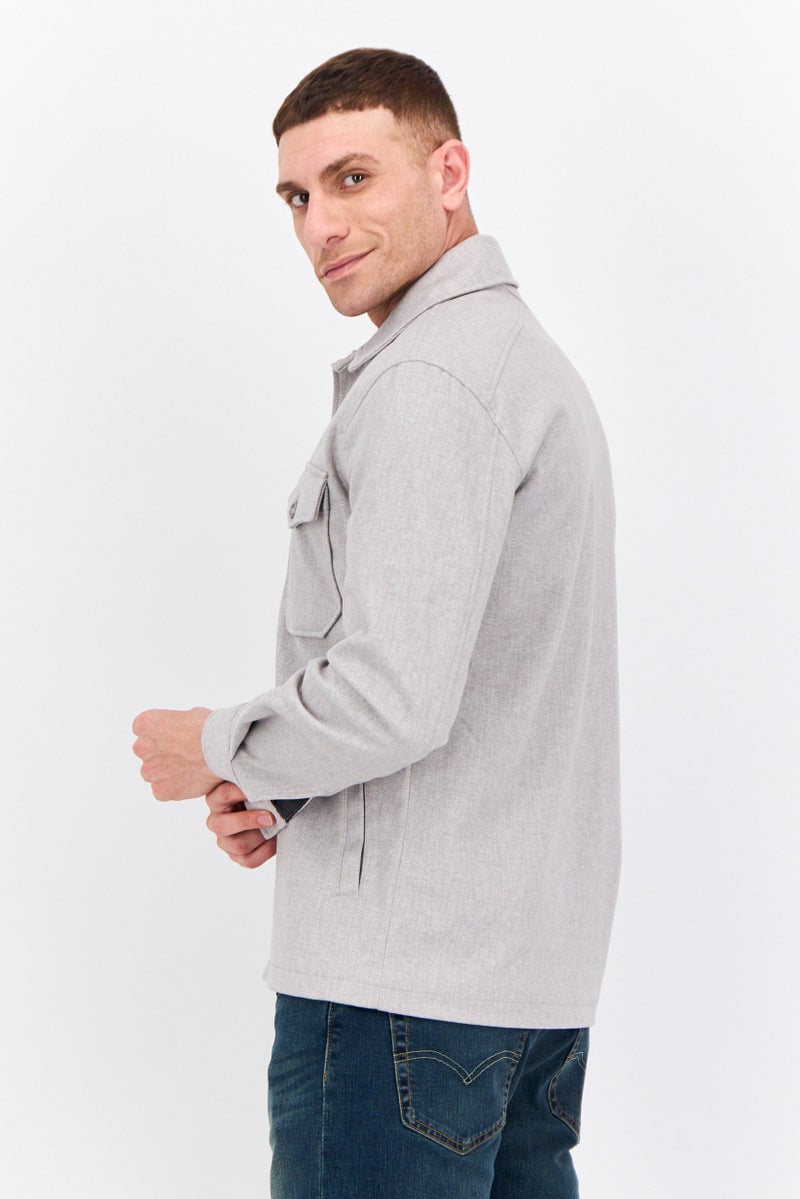 Sorbino Men Textured Jacket Shirt, Grey - Image 4