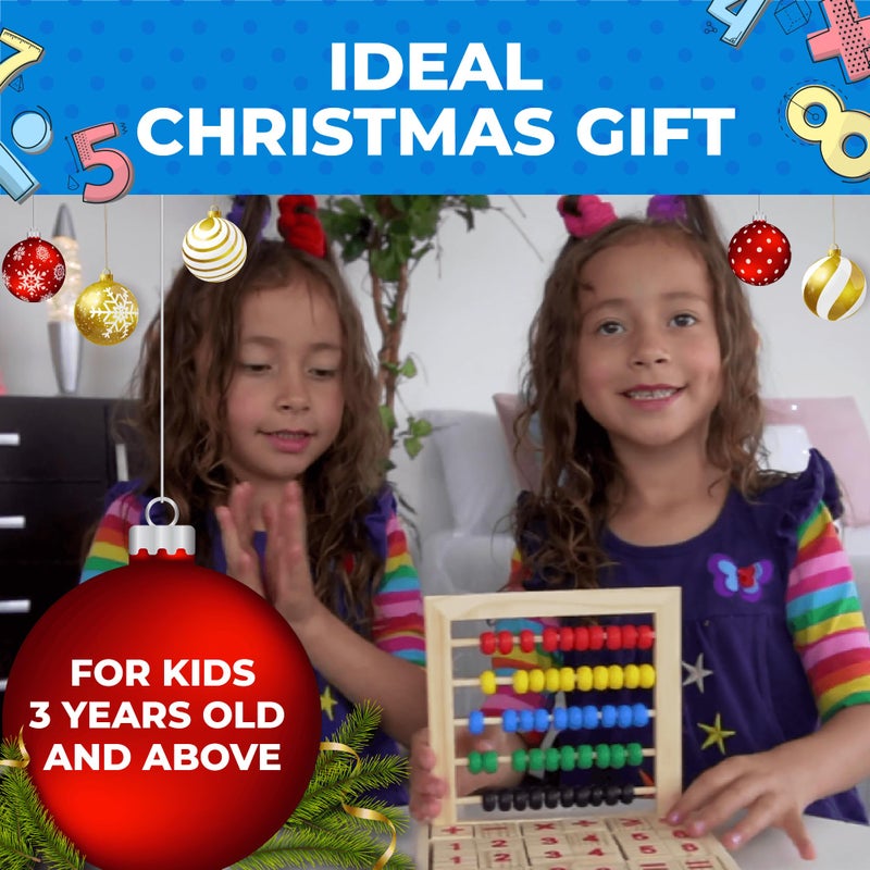 Toysery Abacus for Kids Math Counters, Wooden Educational Counting Toy, Toddler Blocks Kindergarten Toys, Toddler Blocks Toys, 50 Beads and 30 Blocks, Wooden Blocks for Toddlers 1-3 Large - Image 2