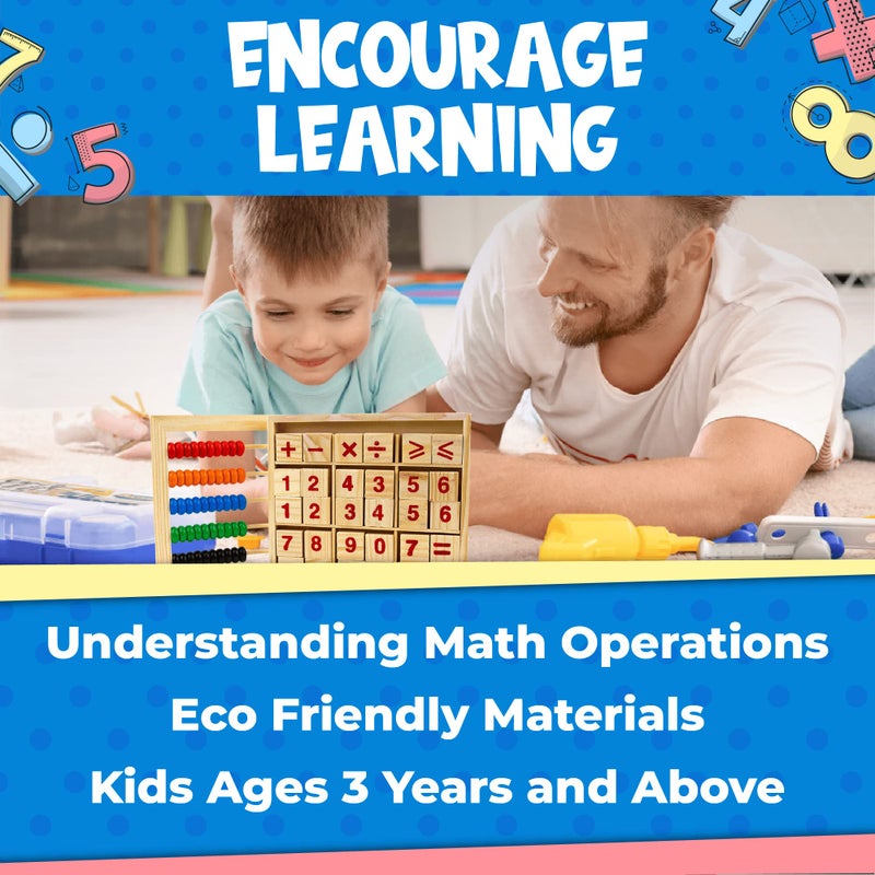 Toysery Abacus for Kids Math Counters, Wooden Educational Counting Toy, Toddler Blocks Kindergarten Toys, Toddler Blocks Toys, 50 Beads and 30 Blocks, Wooden Blocks for Toddlers 1-3 Large - Image 3