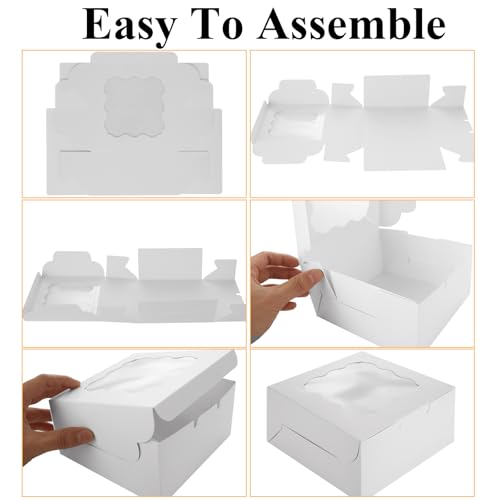 QTLCOHD 100 Pack 6 x 6 x 3 Inch Bakery Boxes with Window, White Cookie Boxes Bulk for Dessert, Cupcake, Pastry, Cookies, Treat, Strawberries Chocolate - Image 3