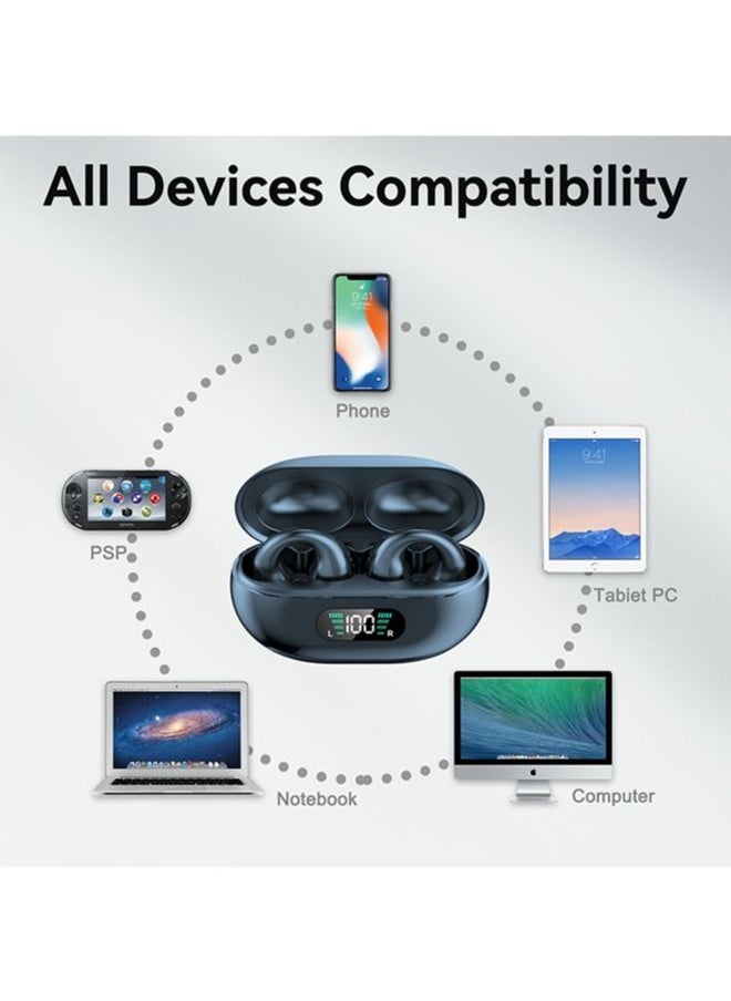 Generic In-Ear Bluetooth Headset Gaming Noise Cancellation Bone Conduction Sports Wireless Clip-On Earbuds Black  - Image 3