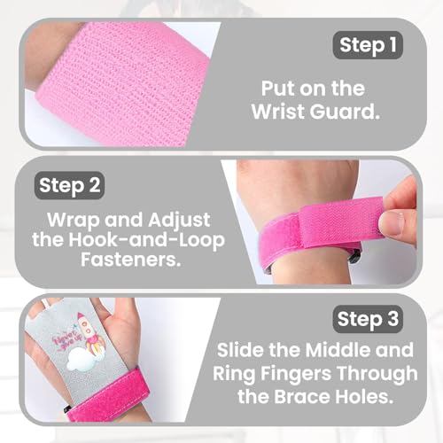 Amrta Gymnastics Grips Wristbands Sets for Girls Youth Kids 2 Pair Palm Protection Equipment with Wrist Support, Gymnastic Bar Grip Gloves Set Weightlifting Sports Workout (Pony&Never Give Up, S) - Image 3