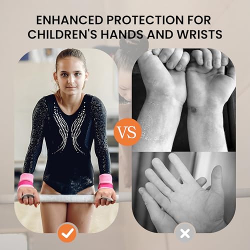 Amrta Gymnastics Grips Wristbands Sets for Girls Youth Kids 2 Pair Palm Protection Equipment with Wrist Support, Gymnastic Bar Grip Gloves Set Weightlifting Sports Workout (Pony&Never Give Up, S) - Image 5