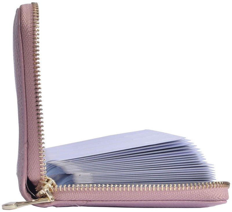 Easyoulife Credit Card Holder Wallet Womens Zipper Leather Case Purse RFID Blocking (Bean Pink) - Image 3