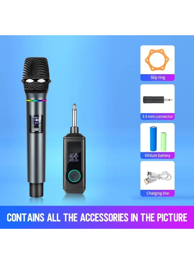 ميكروفون لاسلكي محمول احترافي من ZFSZ، ميكروفون ديناميكي UHF مع إضاءة RGB وشاشات LED مزدوجة - Image 1