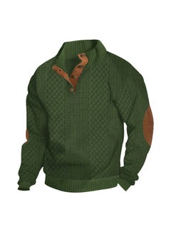 Generic 2024 CasualSweatshirt Mens Autumn/Winter Slimming Trendy Long Sleeve Knit Pullover Shirt Fitness Training Apparel Green 