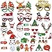 Voiiake Christmas Party Decorations Decor 36 Christmas Photo Booth Props 6 Christmas Glitter Glasses Frames Party Favors Games Supplies for Adults Office Holiday Selfie Props Santa Reindeer Mustache - Image 3