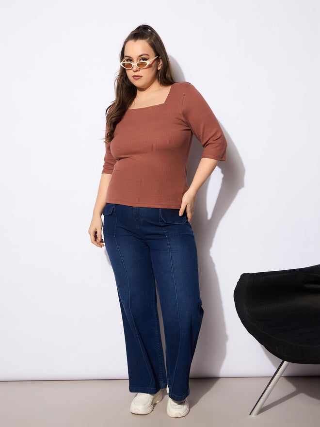 SASSAFRAS Sassafras Plus Size Straight Fit Jeans with Front Seam Detail  - Image 2