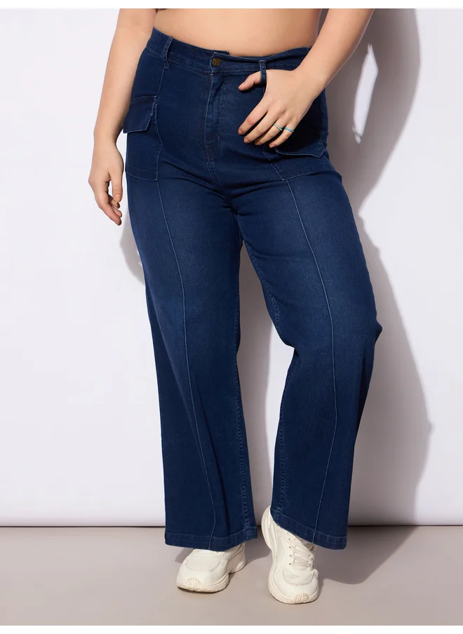 ساسافراس Sassafras Plus Size Straight Fit Jeans with Front Seam Detail