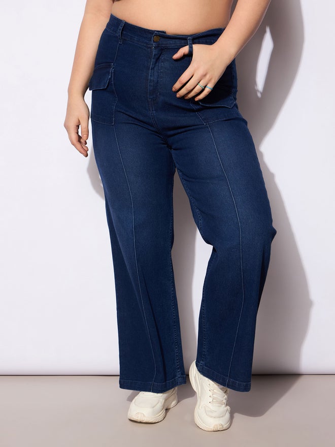 SASSAFRAS Sassafras Plus Size Straight Fit Jeans with Front Seam Detail  - Image 1