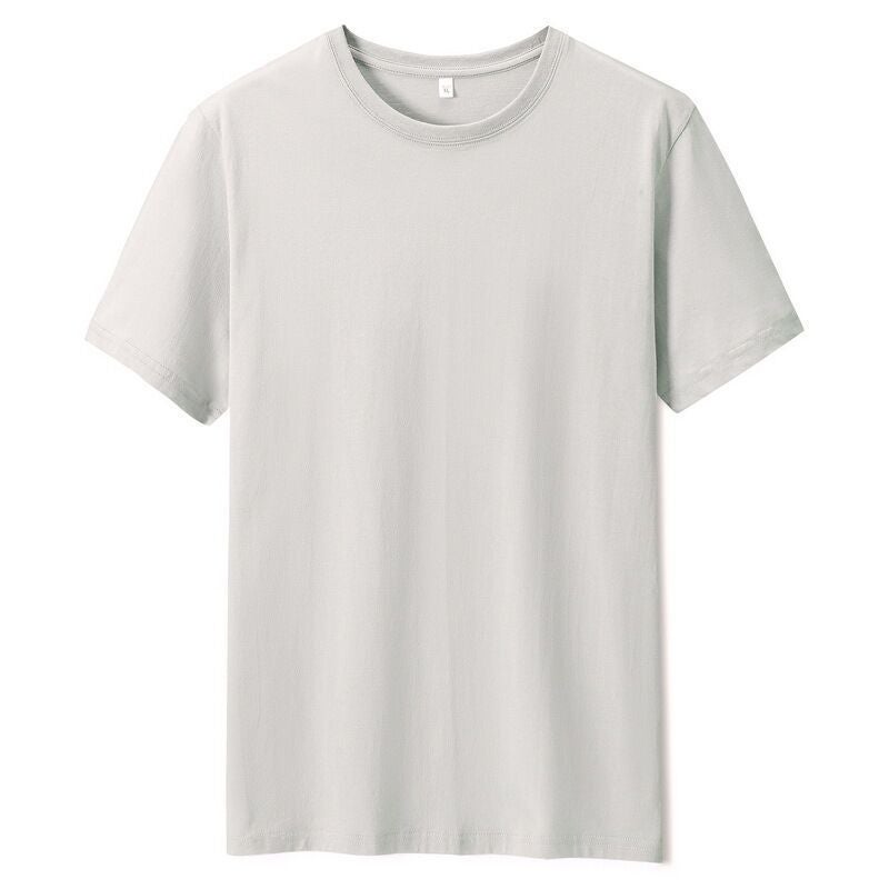 Spot Cvc Large Size Short-Sleeved T-Shirt Men'S Round Neck Pure Color Cotton Texture Blank T-Shirt Cultural Advertising Shirt With Printed Logo - Image 1