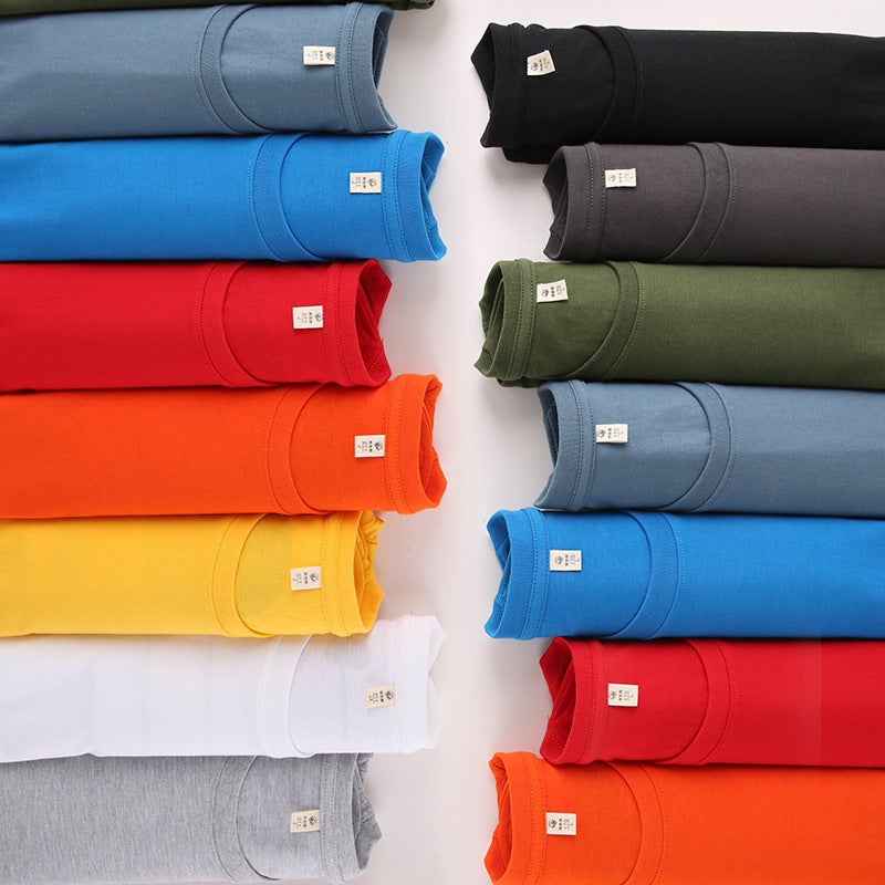 Spot Cvc Large Size Short-Sleeved T-Shirt Men'S Round Neck Pure Color Cotton Texture Blank T-Shirt Cultural Advertising Shirt With Printed Logo - Image 5