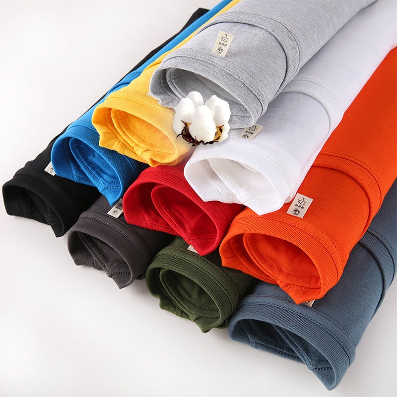 Spot Cvc Large Size Short-Sleeved T-Shirt Men'S Round Neck Pure Color Cotton Texture Blank T-Shirt Cultural Advertising Shirt With Printed Logo - Image 4