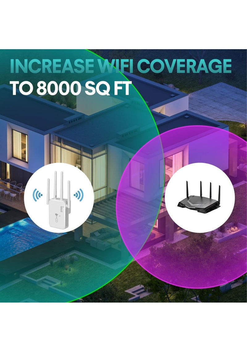 SYOSI موسع واي فاي 1200 ميجابايت في الثانية، معزز إشارة موسعات واي فاي للمنزل، معزز إشارة موسع نطاق واي فاي حتى 8000 قدم مربع، معزز واي فاي، موسع واي فاي خارجي، معزز إنترنت، موسع إنترنت - Image 3