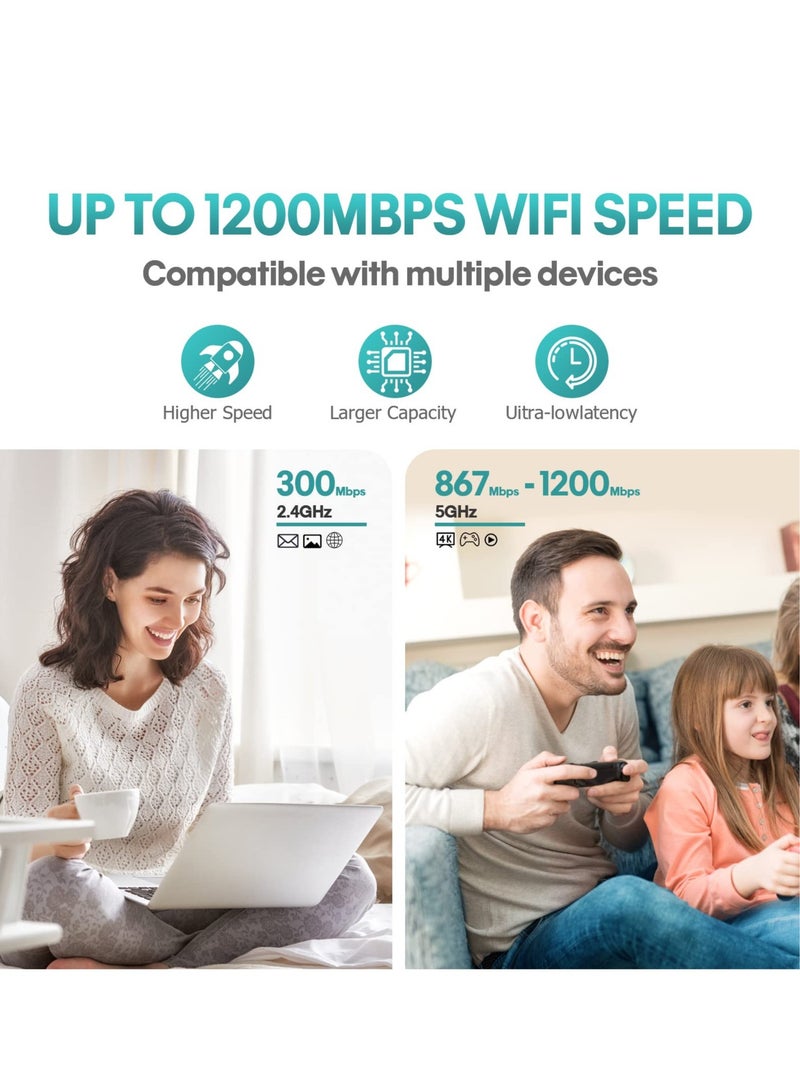 SYOSI موسع واي فاي 1200 ميجابايت في الثانية، معزز إشارة موسعات واي فاي للمنزل، معزز إشارة موسع نطاق واي فاي حتى 8000 قدم مربع، معزز واي فاي، موسع واي فاي خارجي، معزز إنترنت، موسع إنترنت - Image 5