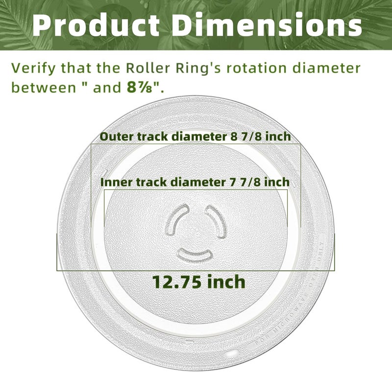 Gemroom 12.75" Microwave Plate Replacement for 481941879728 Whirlpool Microwave Glass Plate Compatible With 12 3/4 inch Whirlpool Microwave Plate - Image 3
