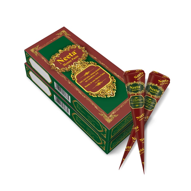 Neeta 8 Pack 100% Natural Ready to Use Henna Paste Hair Dye Cones Reddish Brown Color tubes color for women Perfect for Spot hair coloring, Long-lasting and Cruelty-Free - Image 2