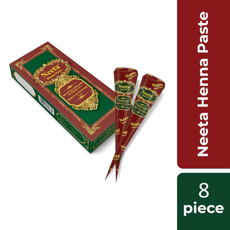 Neeta 8 Pack 100% Natural Ready to Use Henna Paste Hair Dye Cones Reddish Brown Color tubes color for women Perfect for Spot hair coloring, Long-lasting and Cruelty-Free - Image 3