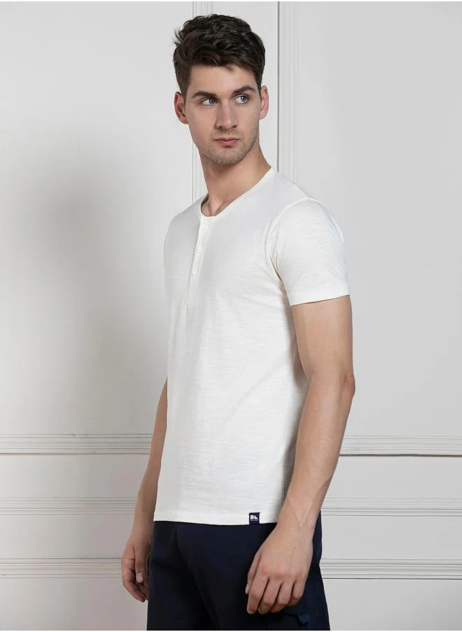 Dennis Lingo Regular Fit Henley Neck T-Shirt by Styli