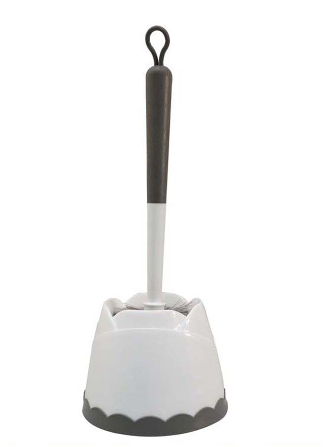 Home Pro Toilet Brush with Holder Compact Round Design Comfortable Handle  - Image 1