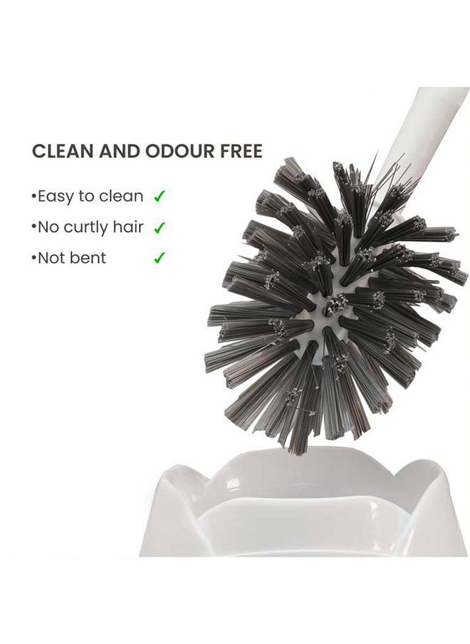 Home Pro Toilet Brush with Holder Compact Round Design Comfortable Handle  - Image 4