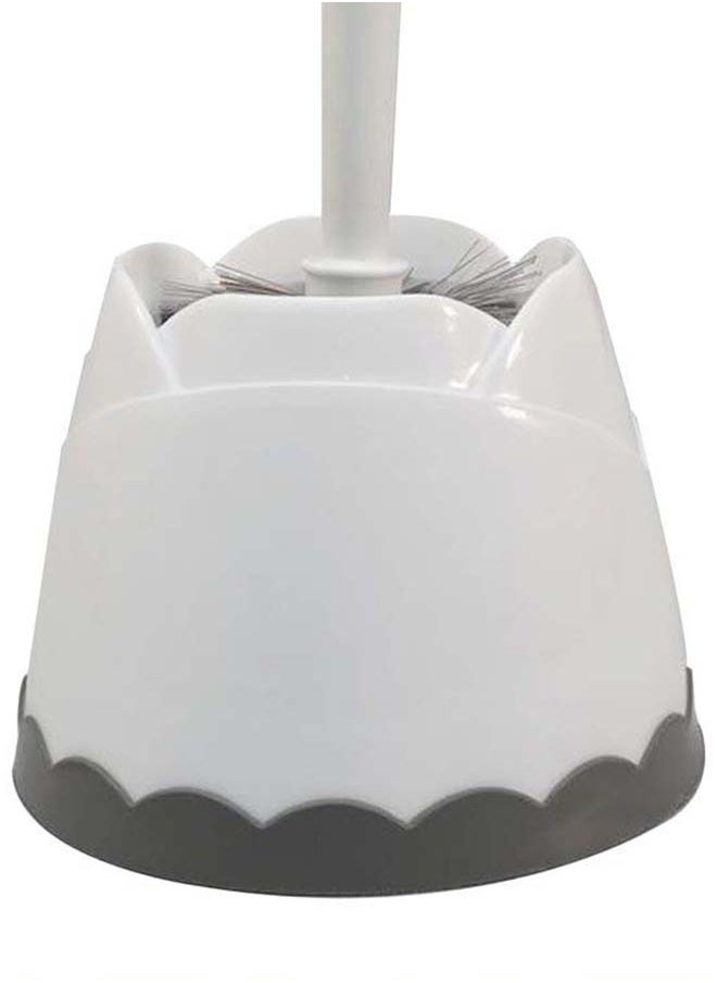 Home Pro Toilet Brush with Holder Compact Round Design Comfortable Handle  - Image 2